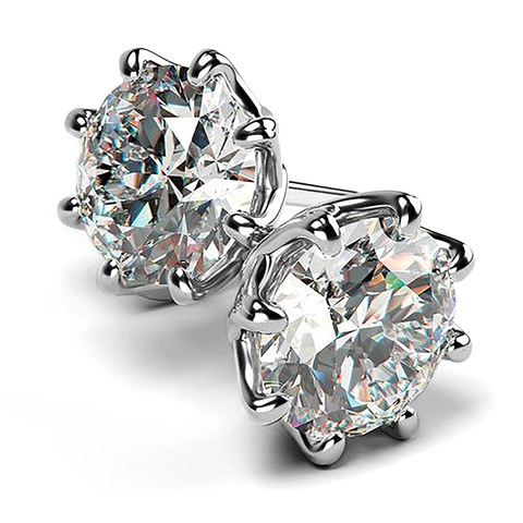 Huitan-boucles d'oreilles en cristal zircone cubique, rondes, 10mm, boucles d'oreilles classiques pour femmes, accessoires élégants et brillants, bijoux intemporels ► Photo 1/3