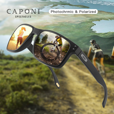 CAPONI marque conduite lunettes de soleil hommes polarisé 2022 nouveau Design lunettes de soleil photochromique carré TR cadre noir hommes nuances BS9417 ► Photo 1/6