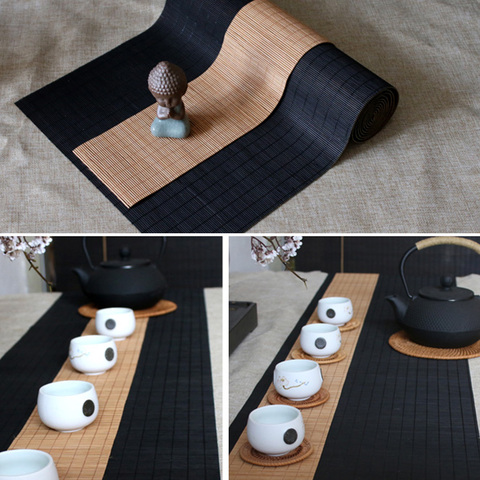 Chemin de Table de style japonais, rideau de Table basse en bambou, drapeau de maison moderne, salon, fait à la main ► Photo 1/6