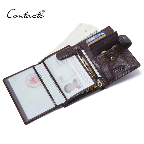 CONTACT'S Portefeuille En Cuir De Luxe Mâle Véritable En Cuir Portefeuilles Hommes Hasp Bourse Avec Passcard Poche et Porte-Cartes de Haute Qualité ► Photo 1/6