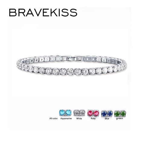 BRAVEKISS-Bracelet de Tennis, 5 couleurs, en cristal, à la mode, perles en Zircon, brins, Bracelets pour femme BUB0097 ► Photo 1/5