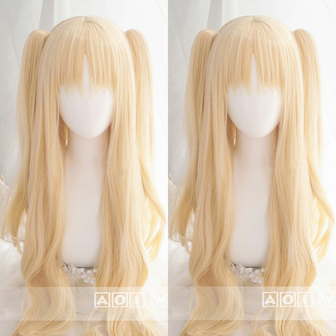 Perruque de Cosplay bouclée ereshigal, cheveux bouclés, blond clair, avec 4 épingles à cheveux rouges ► Photo 1/5