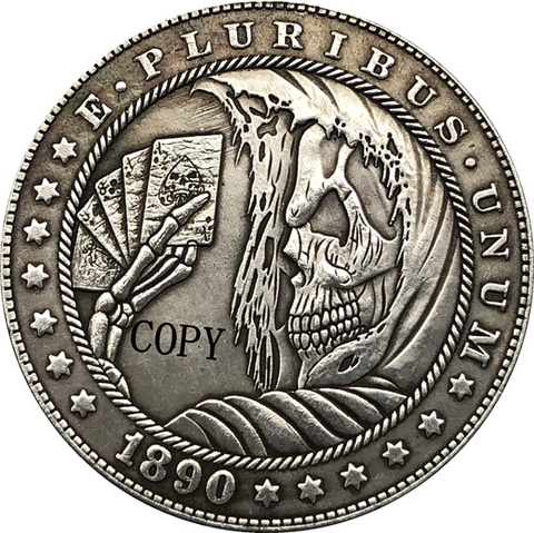 Copie de pièce de monnaie Hobo Nickel 1890-CC Morgan Dollar USA Type 186 ► Photo 1/2