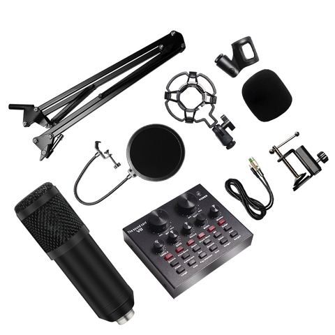 8 pièces/ensemble Bm 800 Kit micro pour ordinateur 7 couleurs avec carte son V8 Professionnel Microfone Tik Tok Microfono Condensador ► Photo 1/6