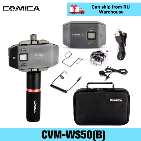 Comica CVM-WS50(B) micro cravate sans fil micro externe avec poignée poignée pour iphone appareil photo DSLR Smartphone Android ► Photo 1/6