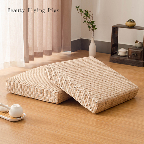 Pastorale vent paille japonais méditation coussin tatami tapis rotin futon canapé coussin décoration de la maison coussin méditation yoga tapis ► Photo 1/5