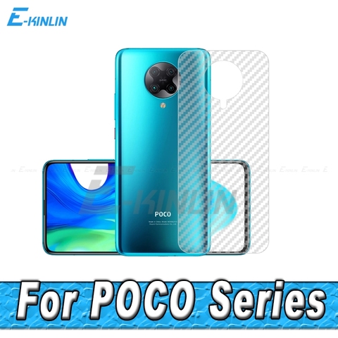 3D Fiber De Carbone Arrière Protecteur D'écran Pour XiaoMi Mi PocoPhone POCO C3 X3 NFC M3 M2 F2 Pro X2 F1 Film De Couverture Arrière Pas Verre ► Photo 1/6