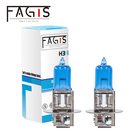 Fagis 2 pièces bonne qualité H3 12V 55W Super blanc voiture antibrouillard phares Auto halogène ampoules voiture lumières bleu verre ► Photo 1/6