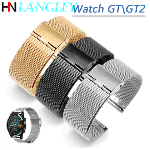 Bracelet de montre milanais pour Huawei GT 2 0.4 Bracelet en maille acier inoxydable Bracelet montre 2 Pro magique 20mm 22mm 24mm 10/12/14/16/18mm ► Photo 1/6