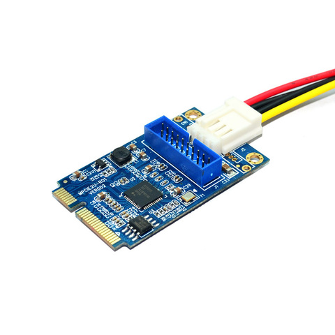 MINI PCIE à USB 3.0 carte adaptateur 4Pin connecteur d'alimentation MINI PCI-E à 19pin USB panneau avant 2 Ports USB 3.0 carte d'extension Riser ► Photo 1/6