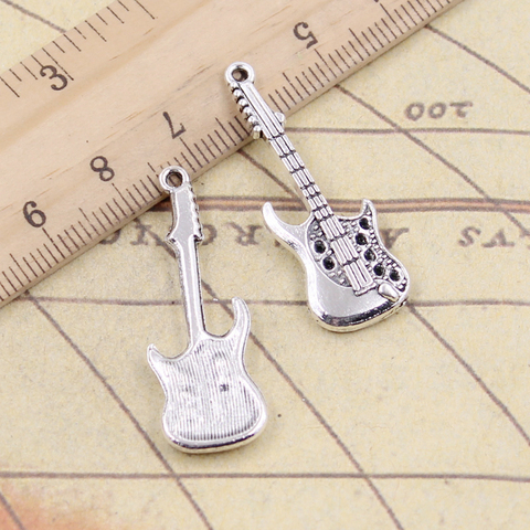 Pendentifs de couleur argent tibétain, 10 pièces breloques pour guitare électrique 36x12mm, fabrication de bijoux anciens, pendentifs artisanaux faits à la main ► Photo 1/1