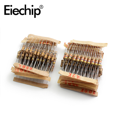 200 pcs/lot 1W 5% Kit d'assortiment de résistances 20 valeur 10 ohm - 1M ohm ensemble de résistances 22R 47R 100R 220R 470R 1K 4.7K 100K ohm résistance ► Photo 1/5