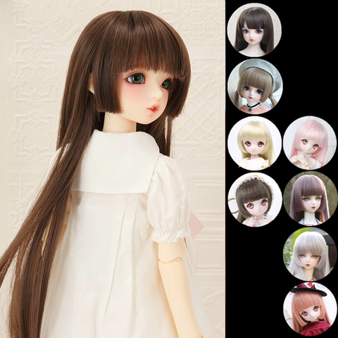 BJD-perruque de poupée, cheveux lisses, cheveux longs, rouge, noir, pour 1/3 1/4 1/6 1/8 SD, SD, MSD, YOSD, accessoires pour poupée ► Photo 1/6