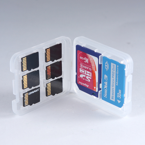 Support de carte flash 8 en 1, 8 en 1, en plastique transparent, pour carte SD et TF ► Photo 1/4