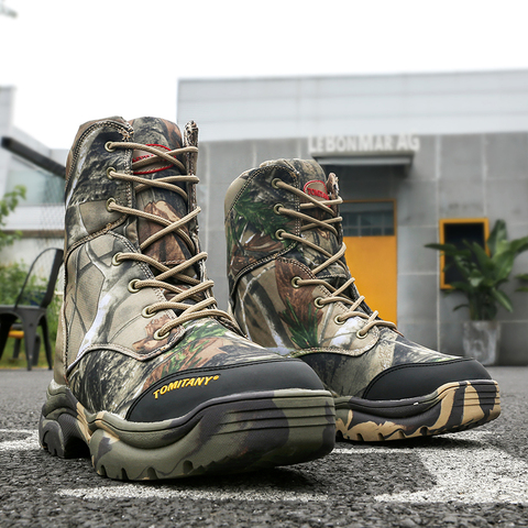 Bottes militaires imperméables à lacets pour homme, chaussures de Combat tactique, de neige, de grande taille, pour l'hiver ► Photo 1/6