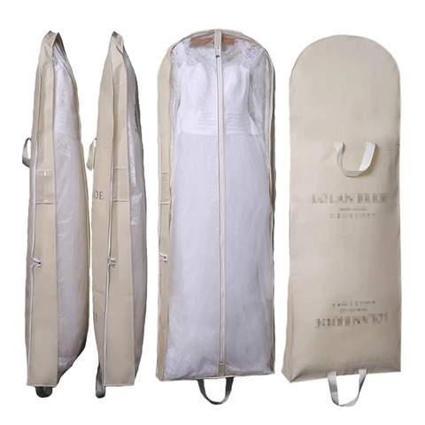 Sacs pour vêtements pour robes de mariée, housse à suspendre, housse de rangement anti-poussière, sac de voyage pliable de protection pour robes de soirée 160cm ► Photo 1/6