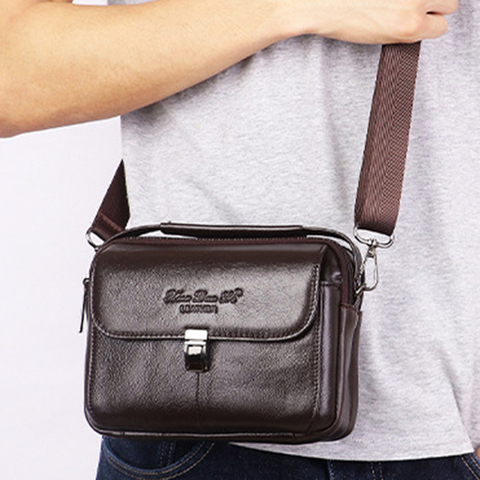 Hommes taille Pack ceinture fourre-tout Bum sac multi-fonction affaires sac à main en cuir véritable petit 7 ''bandoulière épaule sacs de messager ► Photo 1/6