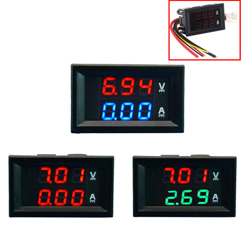 Voltmètre haute qualité DC 100V 10A ampèremètre bleu + rouge LED ampères double voltmètre numérique ► Photo 1/6