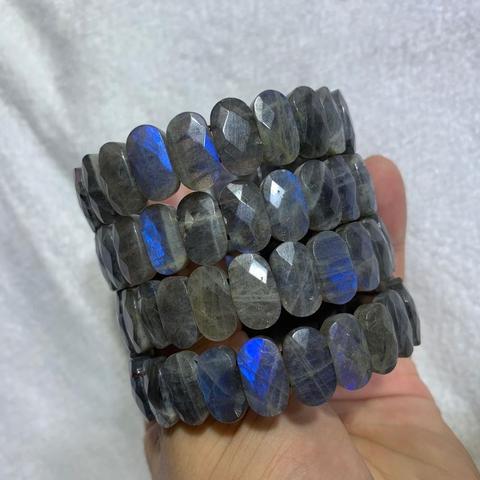 Bracelet en pierre naturelle Labradorite arc-en-ciel pour femmes, bijoux de bricolage, perles en pierres précieuses naturelles, cadeau, vente en gros! ► Photo 1/6