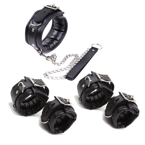 Cuir Metail coeur sexe menottes menottes et collier esclave Bdsm Bondage ensemble jouets sexuels pour Couples érotiques femmes Lingerie ► Photo 1/6