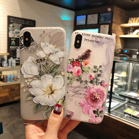 Coque fleurs en Relief 3D pour Xiaomi Redmi Note 9 8 Pro 9S 8T 9C 9A 7 10X étuis souples sur Xiaomi Mi Note 10 Pro 9T Lite Poco F2 Pro ► Photo 1/6