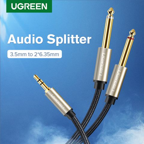 Ugreen Jack 3.5mm à 6.35mm adaptateur câble Audio pour mélangeur amplificateur haut-parleur plaqué or 6.5mm 3.5 Jack mâle séparateur câble Audio ► Photo 1/6