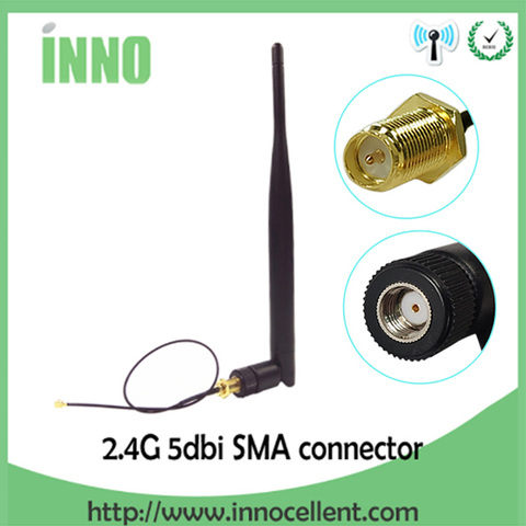 Antenne WiFi 2.4GHz 5dBi antenne RP-SMA mâle 2.4g antenne wi-fi routeur wi-fi + 21cm PCI U. FL IPX à SMA câble queue de cochon mâle ► Photo 1/6