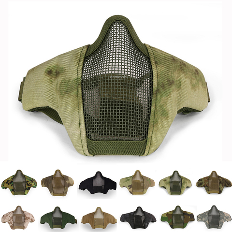 Tactique demi visage masque de protection CS jeu de guerre Camouflage armée Combat tir chasse acier maille masques ► Photo 1/6