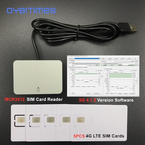 OYEITIMES 4G LTE lecteur de carte SIM programmeur + 5 pièces 128k 4G LTE cartes SIM vierges + 1PC 2G3G4G5G 4.1.5 Ver logiciel de carte SIM ► Photo 1/6