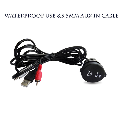 Imperméable à l'eau Marine Extension USB câble Audio stéréo bateau universel 3.5mm RCA AUX USB Interface câble Port UTV ATV Yacht chariot de Golf ► Photo 1/6