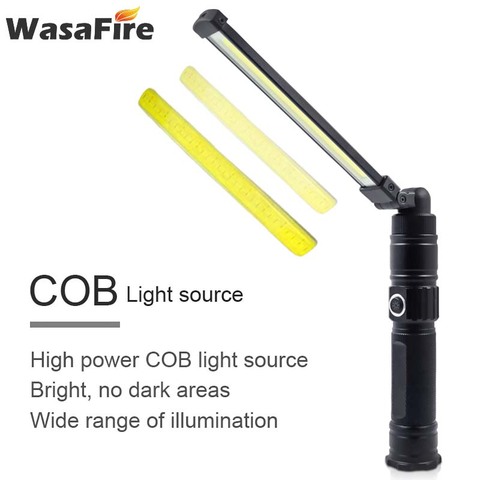 Lampe torche pliable étanche, éclairage de travail COB, rotation magnétique à lampe de poche LED degrés, Rechargeable par USB, 5 Modes, idéal pour le Camping ► Photo 1/6