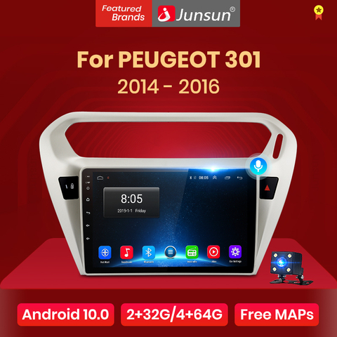 Junsun V1 pro 2G + 128G Android 10 pour PEUGEOT 301 citroën Elysee 2014 - 2016 autoradio multimédia lecteur vidéo GPS 2 din dvd ► Photo 1/6