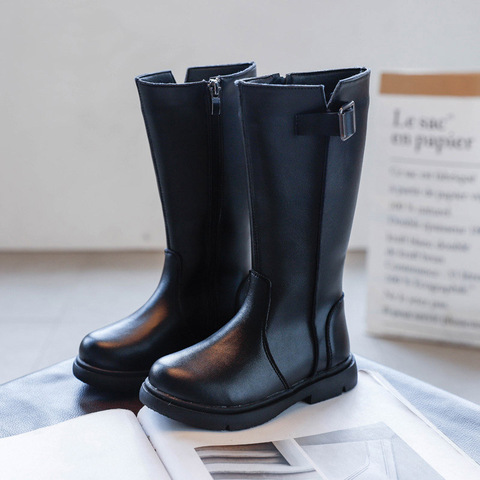 Bottes en cuir imperméables pour filles, chaussures de princesse à Long Tube pour enfants de 10 à 12 ans, nouvelle collection automne hiver 2022 ► Photo 1/6