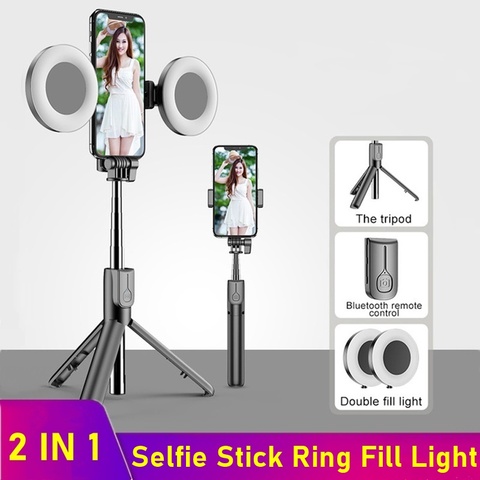 Tongdaytech Bluetooth sans fil Selfie bâton Portable anneau remplir lumière support pliant pour Iphone Xiaomi maquillage vidéo Studio en direct ► Photo 1/6