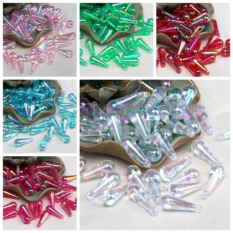 Perles acryliques transparentes en forme de goutte, 24 pièces, 8x20mm, couleur AB, pour la fabrication de bijoux, bricolage, nouveau ► Photo 1/6