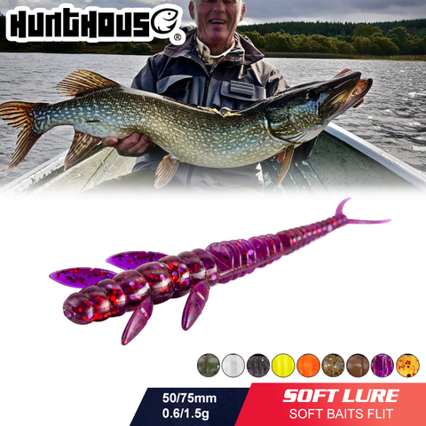 Hunthouse – leurre souple vibrant à bascule, appât artificiel idéal pour la pêche au brochet, à la sandre ou au bar, 10 niveaux différents, 50mm/0.6g, 75mm/1.5g ► Photo 1/6