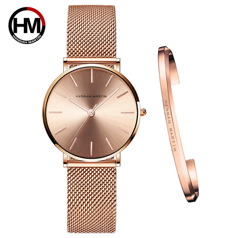 Plein or Rose 1 ensemble Bracelet montre japon Quartz Design créatif étanche en acier inoxydable maille dames montres Relogio Feminino ► Photo 1/6