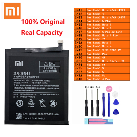 XiaoMi Batterie de Téléphone Redmi Hongmi Note 3 3S 4 4A 4X 5 5A 5X 6 6 7 7A Go Pro Plus A2 Lite BN41 BN31 BM47 Batteries De Remplacement ► Photo 1/6