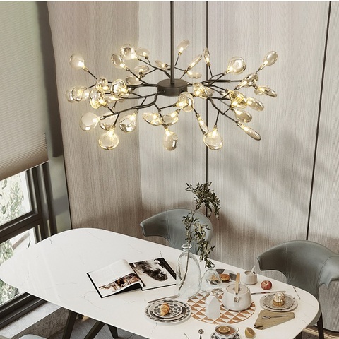 LED lustre éclairage élégant arbre branche décoratif luciole plafond chandelies suspendus éclairage moderne lustre lampe ► Photo 1/6