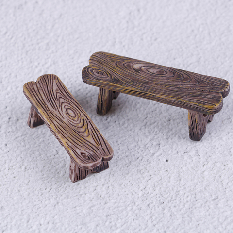 Tabouret de chaise en bois pour maison de poupée, 2 pièces, décoration féerique de jardin, Miniatures, banc de Couple, Figurine d'action, bricolage, accessoires pour maisons de poupée ► Photo 1/6