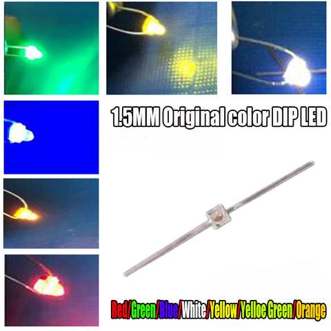 Diode lumineuse LED 1.5 MM, 30 pièces, blanc, jaune, rouge, vert, Orange, bleu, couleur originale ► Photo 1/1