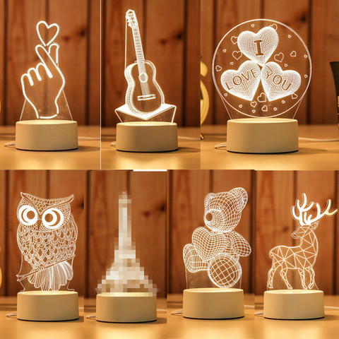 Cadeau pour petite amie petit ami 3D hologramme lampe USB acrylique lumières romantique amour cadeau anniversaire cadeau saint valentin cadeau ► Photo 1/6