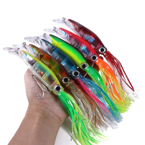 1 pièces dur pêche leurre poisson appât 40g 6 couleur calmar acier à haute teneur en carbone crochet pieuvre manivelle pour thon artificiel mer Allure outil ► Photo 1/6