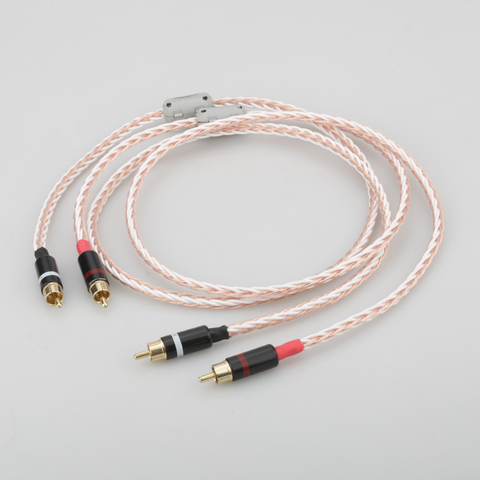 Paire Audiocrast câble RCA vers RCA haut de gamme HIFI OFC pur cuivre argent mixte cordon Audio câble analogique RCA ► Photo 1/6