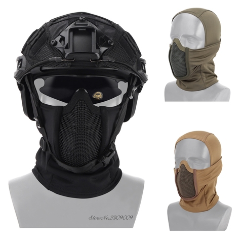 Cagoule tactique Airsoft Paintball demi-masque facial, protection de chasse en plein air, masque en maille métallique ► Photo 1/6