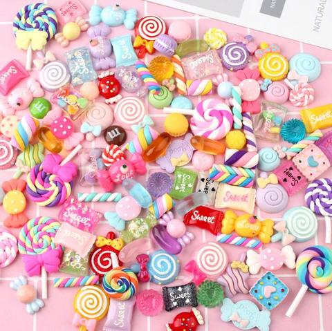 30 pièces d'accessoires de bijoux de couleurs aléatoires, bricolage coloré, remplissage de bonbons pour Scrapbooking, breloques à dos plat, artisanat, fournitures de fabrication d'ornements ► Photo 1/2