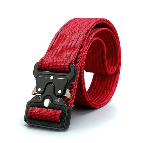 Ceinture en Nylon tactique armée militaire boucle en métal ceinture robuste accessoires de formation de chasse en plein air ceinture rouge Orange bleu ► Photo 1/6