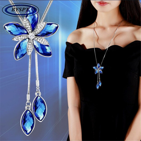 BYSPT femmes pendentif colliers fleur collier femme longue hiver chandail chaîne pendentif accessoires ► Photo 1/6