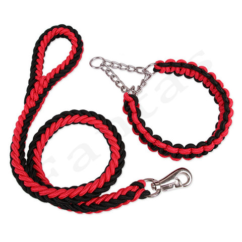 1.2M longueur Double brin corde grand chien laisses métal P chaîne boucle couleur nationale animal de compagnie Traction corde collier ensemble pour grands chiens ► Photo 1/6