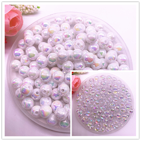 Perles rondes acryliques de couleur AB 4-14mm, nouvelles perles d'espacement amples pour la fabrication de bijoux, accessoires de Bracelet à faire soi-même ► Photo 1/4